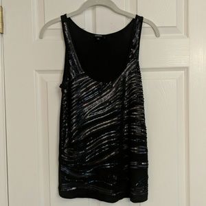 Gorgeous Black Express Tank Top with Black Sequin
